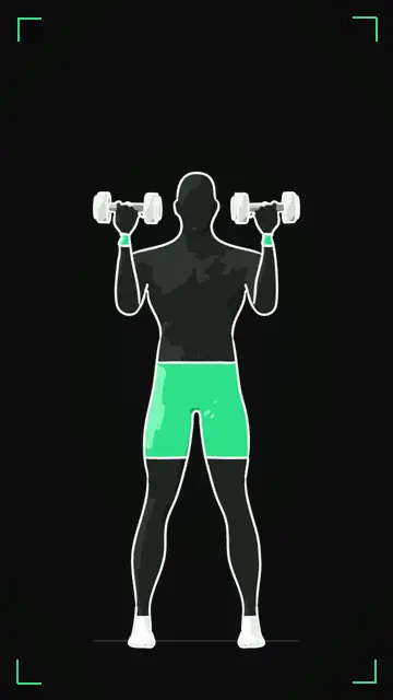 Animated demo of the Arnold Press as the FitnessBruh app shows it