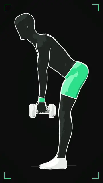 Animated demo of the Bent-Over Row as the FitnessBruh app shows it