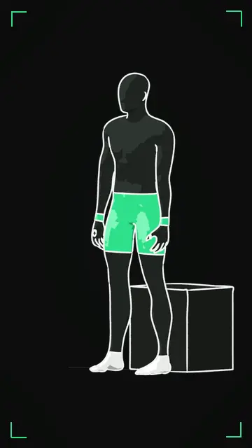 Animated demo of the Box Squat as the FitnessBruh app shows it