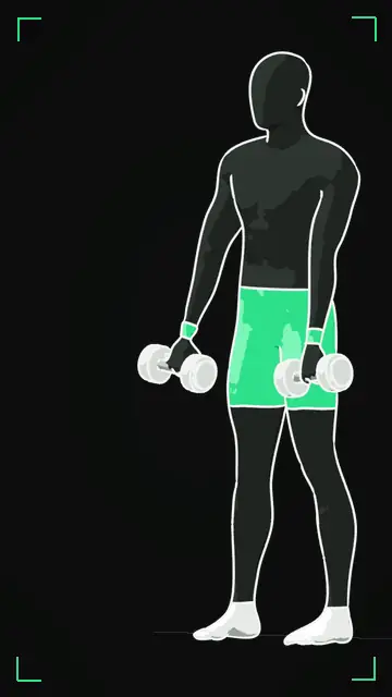 Animated demo of the Front Raise as the FitnessBruh app shows it