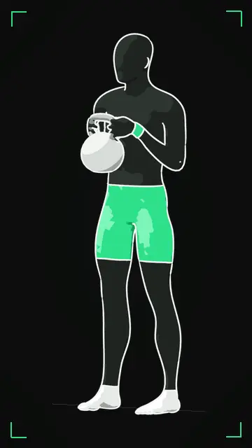 Animated demo of the Goblet Squat as the FitnessBruh app shows it