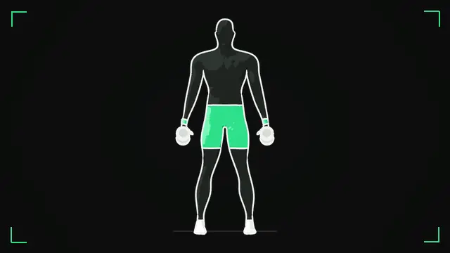 Animated demo of the Lateral Raise as the FitnessBruh app shows it