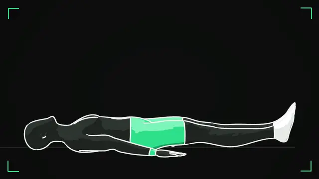 Animated demo of the Reverse Crunch as the FitnessBruh app shows it