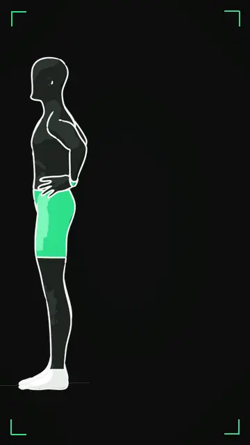 Animated demo of the Reverse Lunge as the FitnessBruh app shows it
