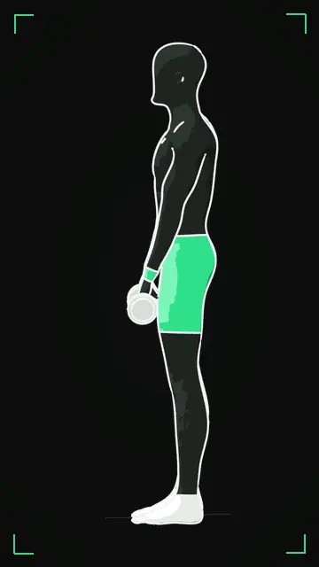 Animated demo of the Romanian Deadlift as the FitnessBruh app shows it