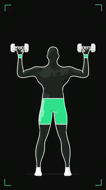 Animated demo of the Shoulder Press as the FitnessBruh app shows it