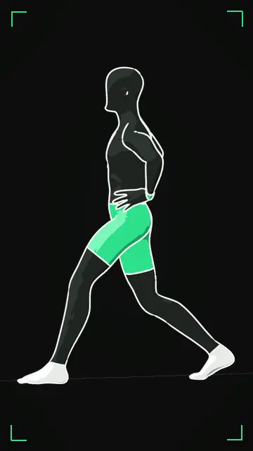 Animated demo of the Split Squat as the FitnessBruh app shows it