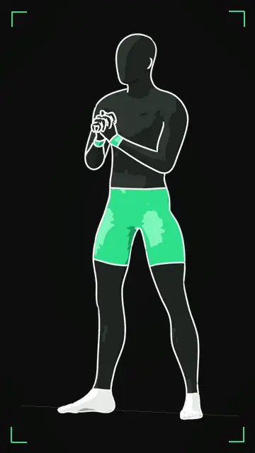 Animated demo of the Sumo Squat as the FitnessBruh app shows it