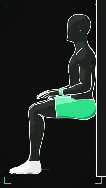 Animated demo of the Wall Sit as the FitnessBruh app shows it